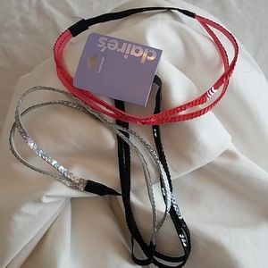 Set of 3 Claire's sequin double row headband